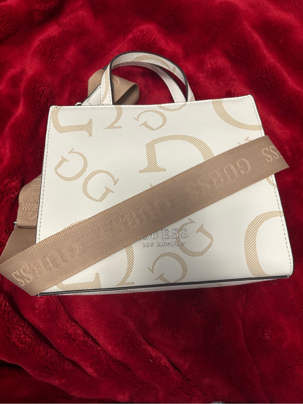 Michael Kors White & Tan Logo Crossbody Bag
